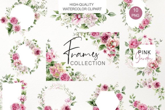 Download Watercolor Pink Floral Frame Clipart PNG - Clipart Collection