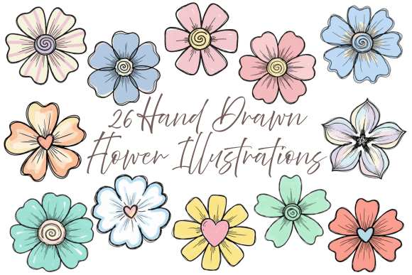 Download 26 Hand Drawn Pastel Flower Clipart - Clipart Collection