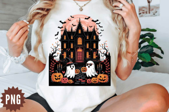 Download Cute Ghost Haunted House PNG Clipart Des - Clipart Collection