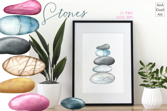 Download Watercolor Stones Clipart - Clipart Collection