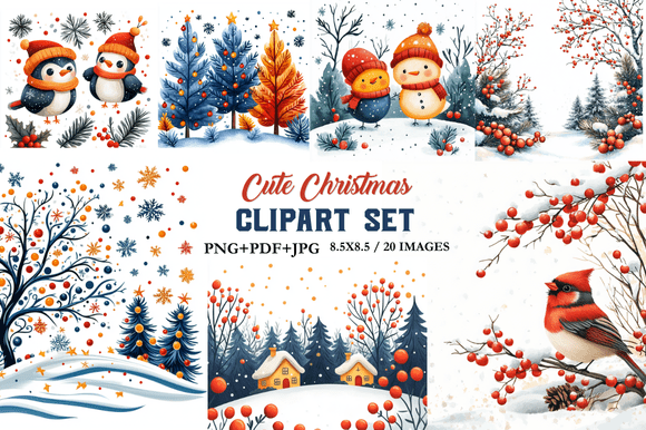 Download Cute Christmas Clipart Set - Clipart Collection