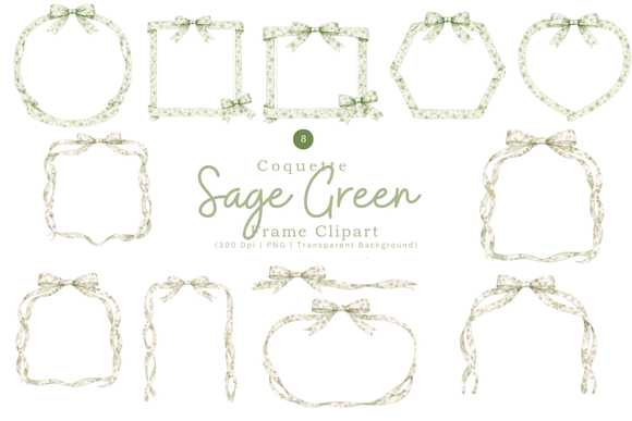 Download Sage Green Coquette Frame Clipart PNG - Clipart Collection
