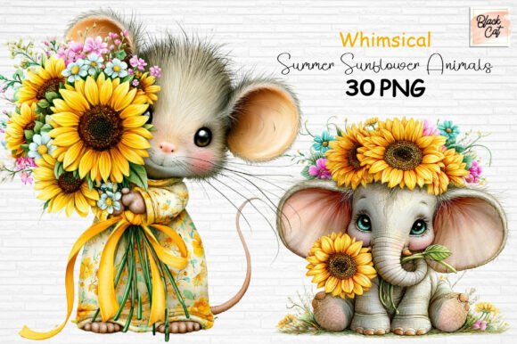 Download Whimsical Sunflower Animals Clipart PNG - Clipart Collection
