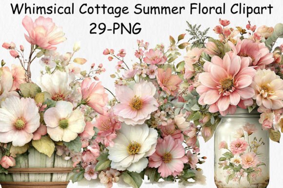 Download Whimsical Cottage Summer Floral Clipart - Clipart Collection