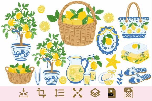 Download Lemon Summer Clipart PNG &amp; SVG Bundle - Clipart Collection