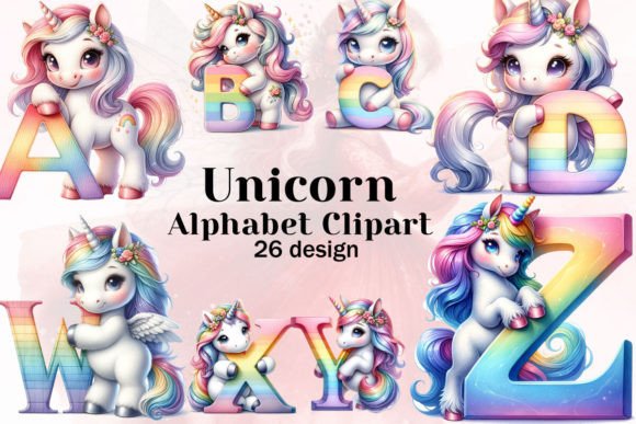 Download Cute Unicorn Alphabet Clipart PNG - Clipart Collection