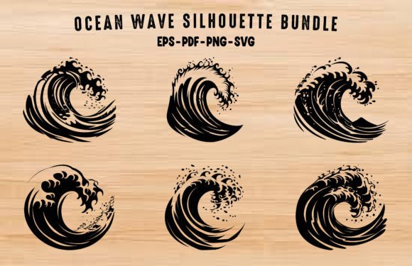 Download Ocean Wave Silhouette Vector Set - Vector Collection