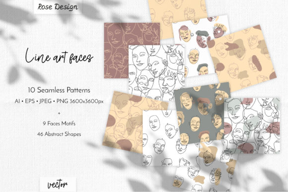 Download Line Art Faces Patterns &amp; Motifs Vector - Vector Collection