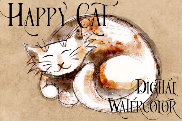 Download Happy Watercolor Cat Clipart PNG Overlay - Clipart Collection