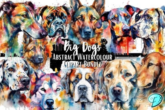 Download Big Dogs Abstract Watercolour Clipart - Clipart Collection