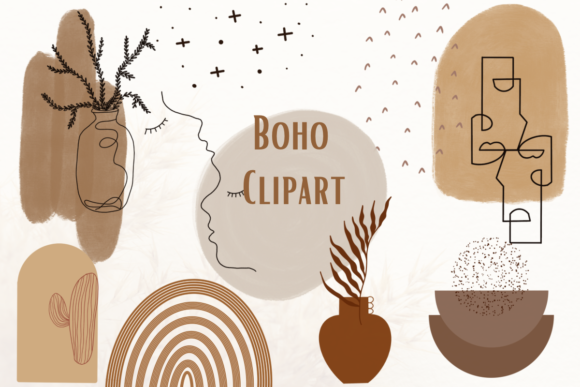 Download Boho Clipart 45 Elements Earth Tones - Clipart Collection