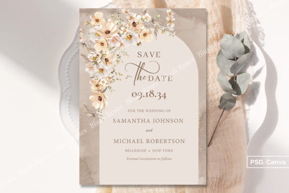 Download Boho Floral Botanical Neutral Save Date - Botanical Collection
