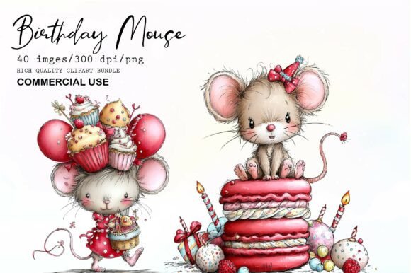 Download Whimsical Birthday Mouse Clipart - Clipart Collection