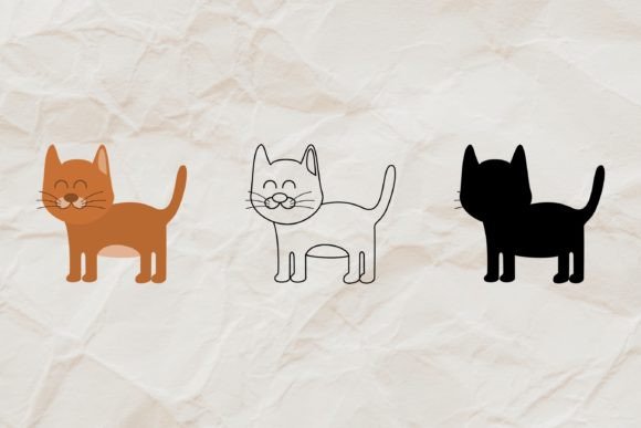 Download Cat Vector, Line Art, Silhouette Clipart - Vector Collection