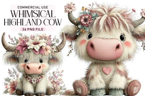 Download Summer Whimsical Highland Cow Clipart - Clipart Collection