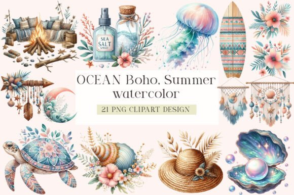Download OCEAN Boho, Summer Clipart - Clipart Collection
