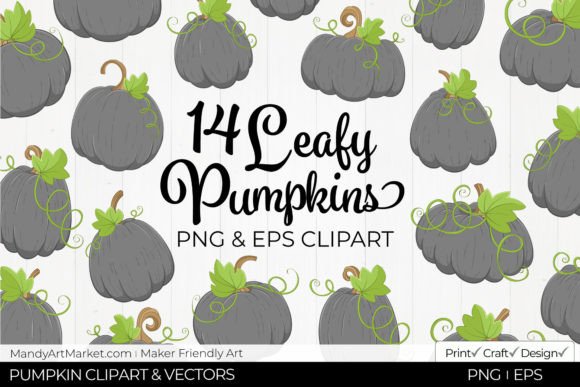 Download Leafy Pumpkins Clipart - Pebble Grey - Clipart Collection