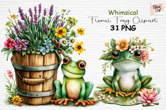 Download Whimsical Floral Frog Clipart PNG - Clipart Collection