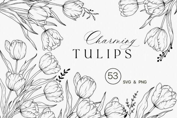 Download Tulip Flower Line Art Clipart SVG - Clipart Collection