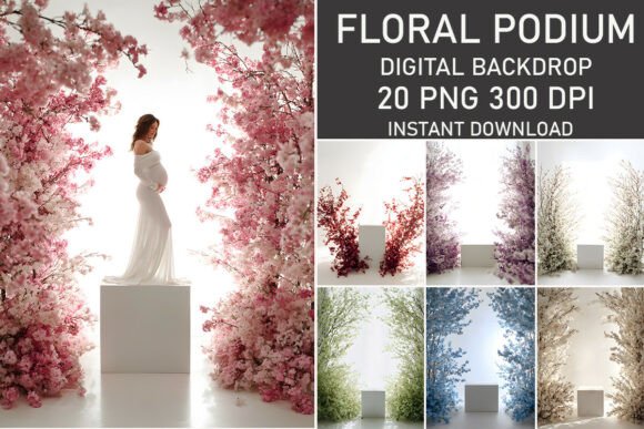 Download Elegant Floral Podium Digital Backdrop - Premium Bundle