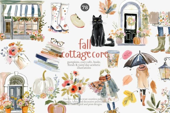 Download Fall Cottagecore Clipart Set - Clipart Collection
