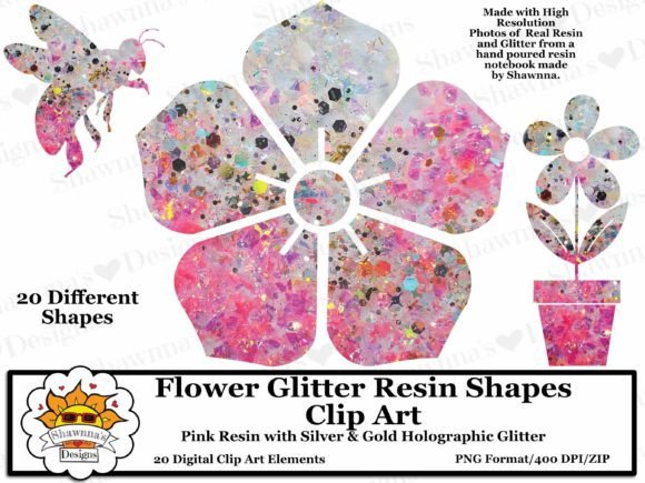 Download Pink Gold Glitter Resin Flowers Clipart - Clipart Collection