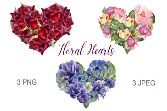 Download Floral Hearts. Watercolor Flower Clipart - Clipart Collection